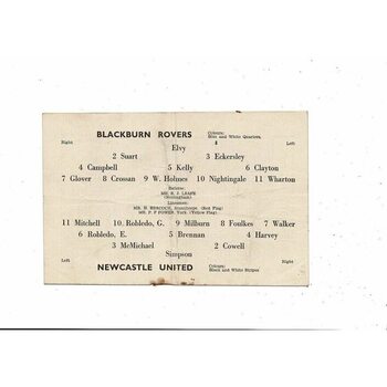 1952 Blackburn Rovers v Newcastle United FA Cup Semi Final Replay Programme @ Leeds