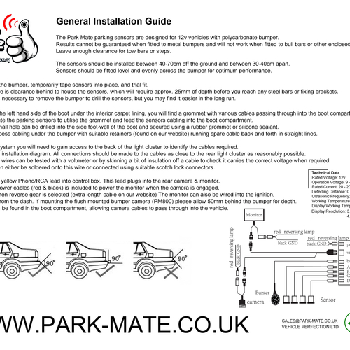 4.3 TFT LCD Rear View Mirror Monitor & Camera Reversing Parking Sensors Park Mate PM110
