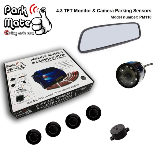 4.3 TFT LCD Rear View Mirror Monitor & Camera Reversing Parking Sensors Park Mate PM110
