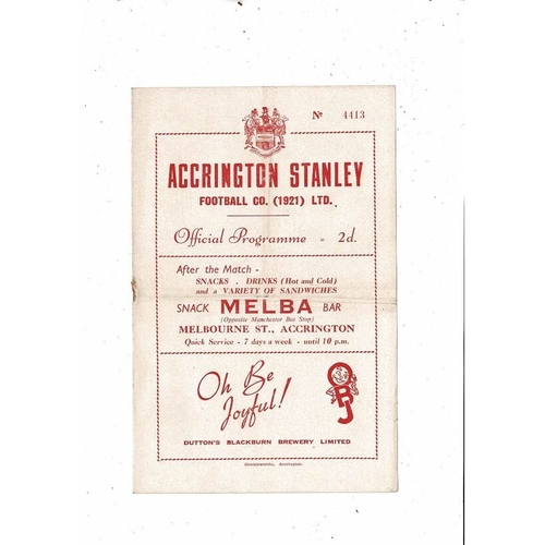 1953/54 Accrington Stanley v Wrexham Football Programme