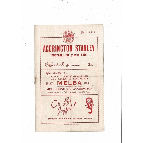 1953/54 Accrington Stanley v Barrow Football Programme September 19th