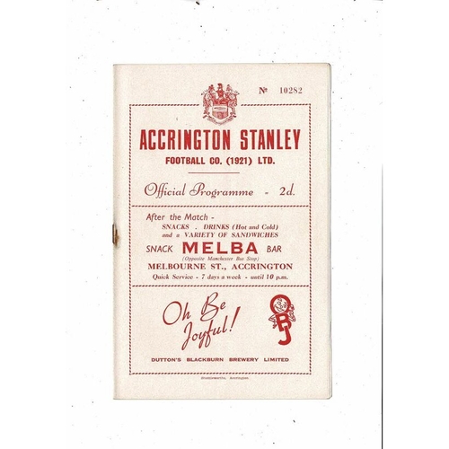 1953/54 Accrington Stanley v Carlisle United Football Programme September 26th