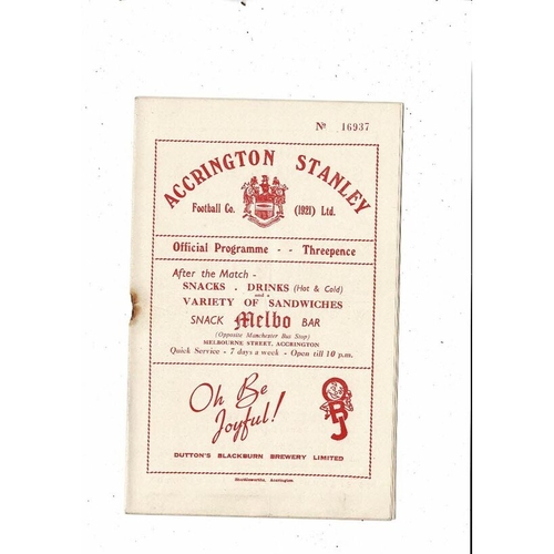 1953/54 Accrington Stanley v Scunthorpe United Football Programme