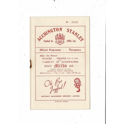 1953/54 Accrington Stanley v Mansfield Town Football Programme