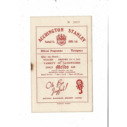 1953/54 Accrington Stanley v Gateshead Football Programme