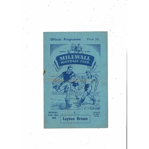 1954/55 Millwall v Leyton Orient Football Programme