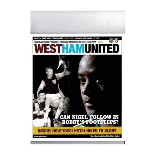 West Ham United v Palermo UEFA Cup Football Programme 2006/07 + Poster