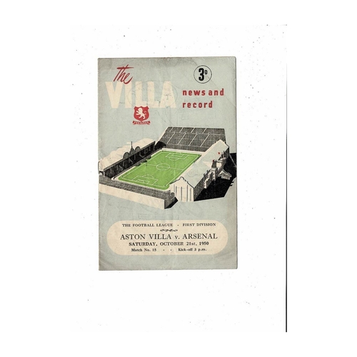 1950/51 Aston Villa v Arsenal Football Programme