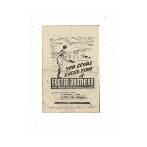 1950/51 Aston Villa v Arsenal Football Programme