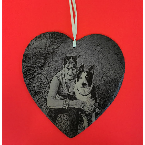 Heart shaped slate engraved with your favourite photo