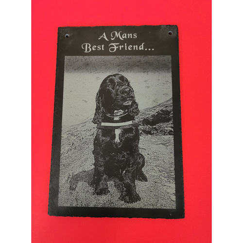 Mans best friend slate with photograph
