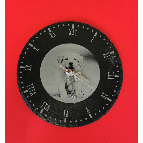 Slate clock with your own favourite photo engraved in the centre.