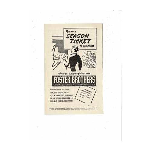 1952/53 Aston Villa v Charlton & Huddersfield Reserves Double Football Programme