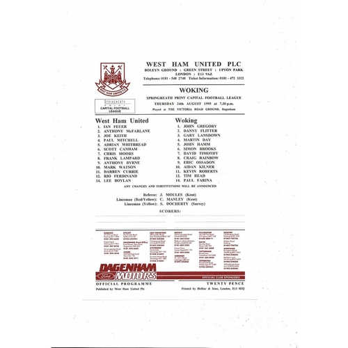 West Ham United v Woking Capital League Football Programme 1995/96