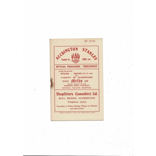 1956/57 Accrington Stanley v Crewe Alexandra Football Programme