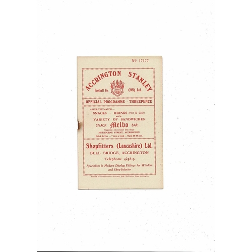 1956/57 Accrington Stanley v Gateshead Football Programme