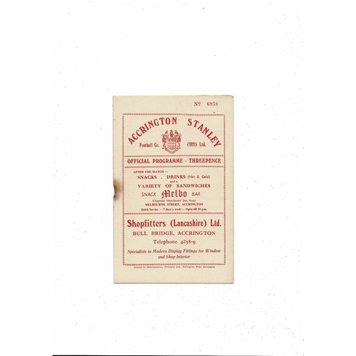 1956/57 Accrington Stanley v Chesterfield Football Programme