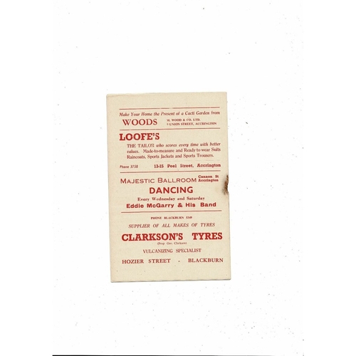 1956/57 Accrington Stanley v Chesterfield Football Programme