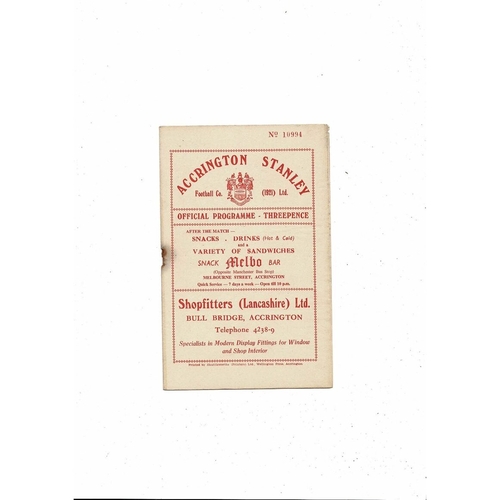 1956/57 Accrington Stanley v Darlington Football Programme