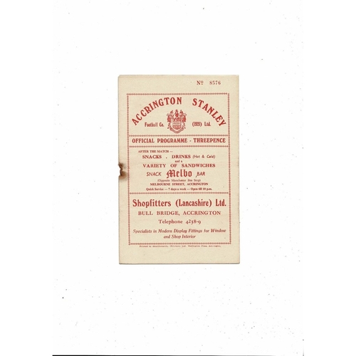 1956/57 Accrington Stanley v Hartlepool United Football Programme