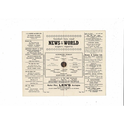 1956/57 Accrington Stanley v Scunthorpe United Football Programme