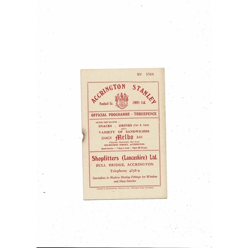 1956/57 Accrington Stanley v Tranmere Rovers Football Programme