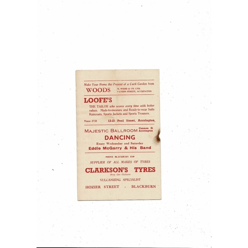 1956/57 Accrington Stanley v Tranmere Rovers Football Programme