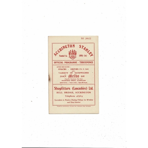 1956/57 Accrington Stanley v Wrexham Football Programme