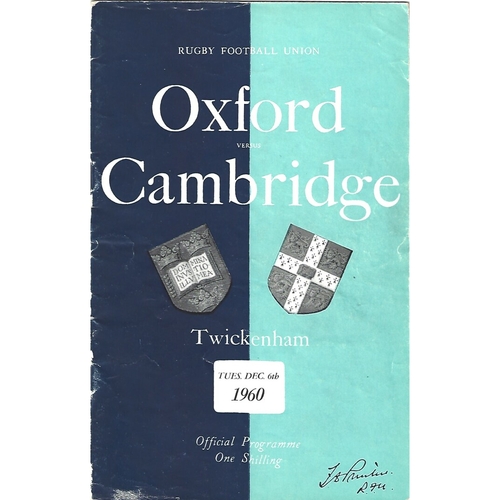1960 Oxford v Cambridge Varsity Match Rugby Union Programme