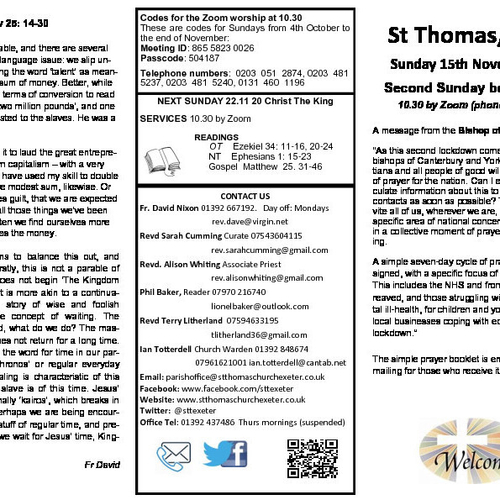 Pew Sheet | The Parish of St Thomas, Exeter