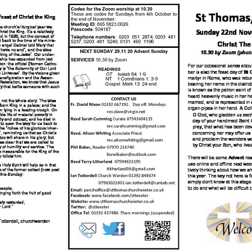 Pew Sheet | The Parish of St Thomas, Exeter