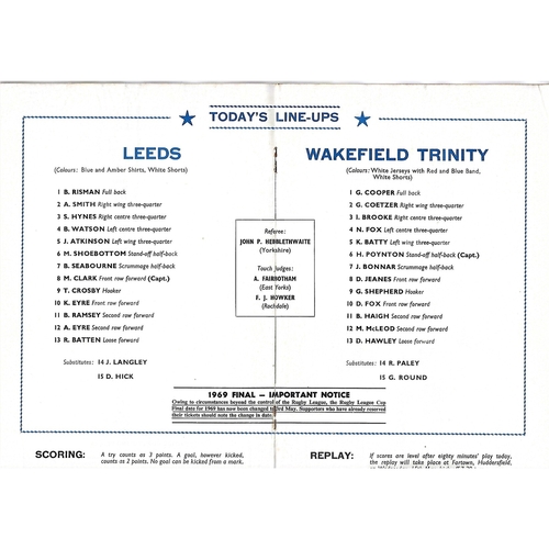 1968 Leeds v Wakefield Trinity Rugby League Challenge Cup Final Programme
