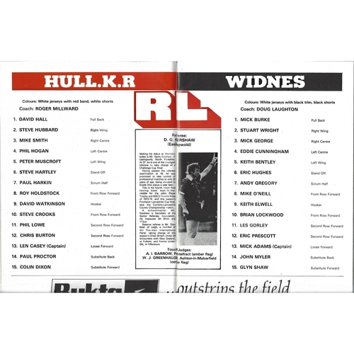 1981 Hull Kingston Rovers v Widnes Rugby League Challenge Cup Final Programme
