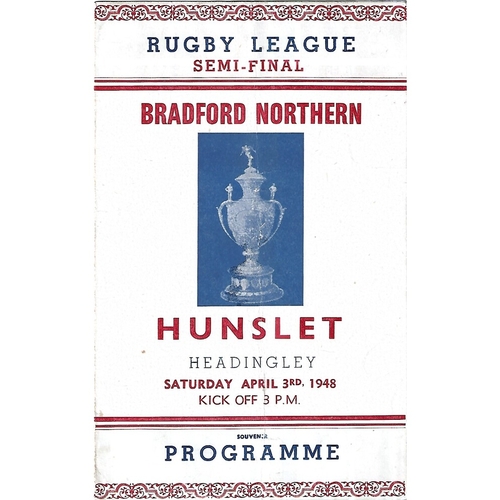 1948 Bradford Northern v Hunslet Rugby League Challenge Cup Semi Final Pirate Programme