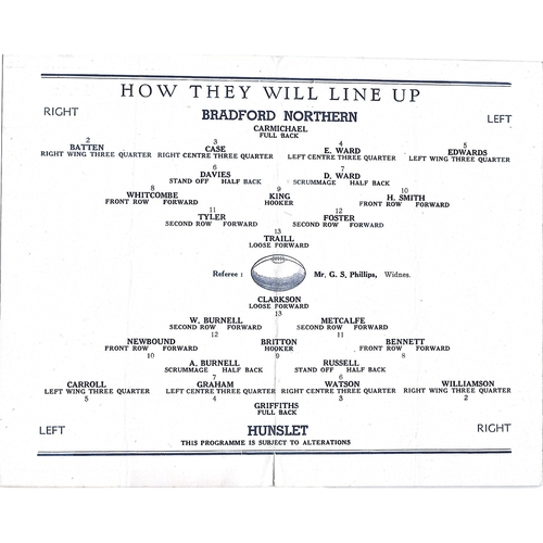 1948 Bradford Northern v Hunslet Rugby League Challenge Cup Semi Final Pirate Programme