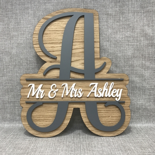 Mr & Mrs monogram plaque