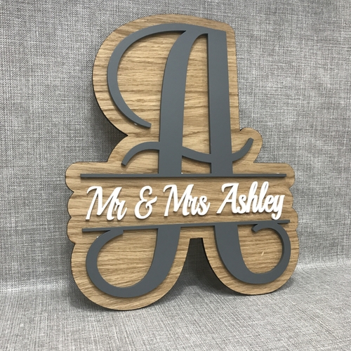 Mr & Mrs monogram plaque