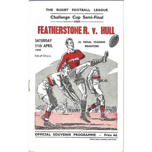 1959 Featherstone Rovers v Hull Rugby League Challenge Cup Semi Final Programme