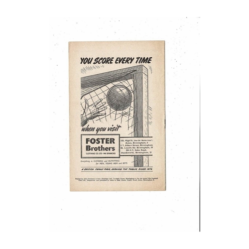 1954/55 Aston Villa v Preston Football Programme