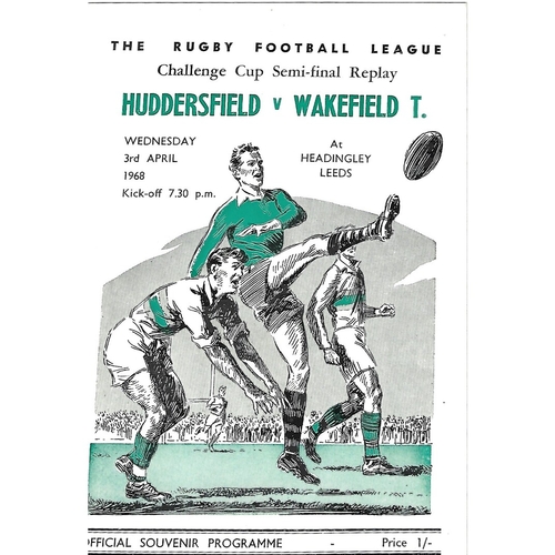 1968 Huddersfield v Wakefeld Trinity Rugby League Challenge Cup Semi Final Replay Programme