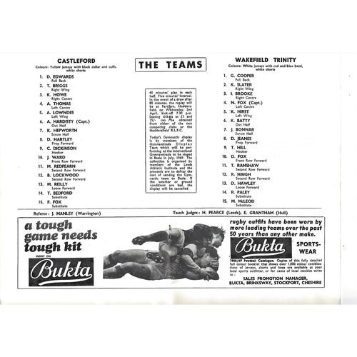 1969 Castleford v Wakefield Trinity Rugby League Challenge Cup Semi Final Programme