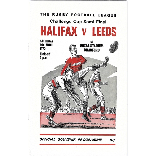 1972 Halifax v Leeds Rugby League Challenge Cup Semi Final Programme