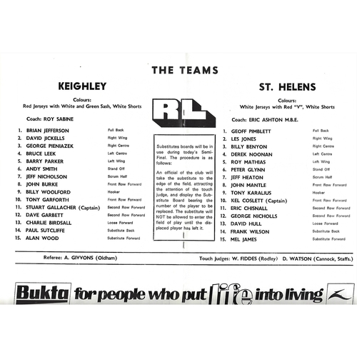 1976 Keighley v St. Helens Rugby League Challenge Cup Semi Final Programme