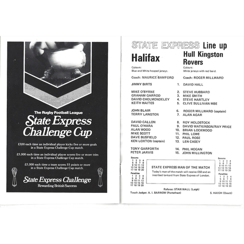 1980 Halifax v Hull Kingston Rovers Rugby League Challenge Cup Semi Final Programme