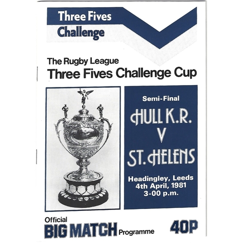 1981 Hull Kingston Rovers v St. Helens Rugby League Challenge Cup Semi Final Programme