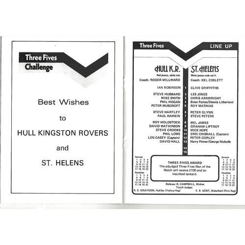 1981 Hull Kingston Rovers v St. Helens Rugby League Challenge Cup Semi Final Programme