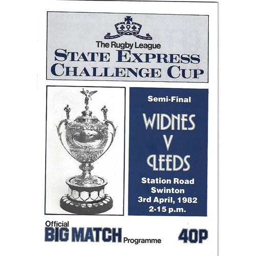 1982 Widnes v Leeds Rugby League Challenge Cup Semi Final Programme