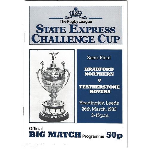 1983 Bradford Northern v Featherstone Rovers Rugby League Challenge Cup Semi Final Programme