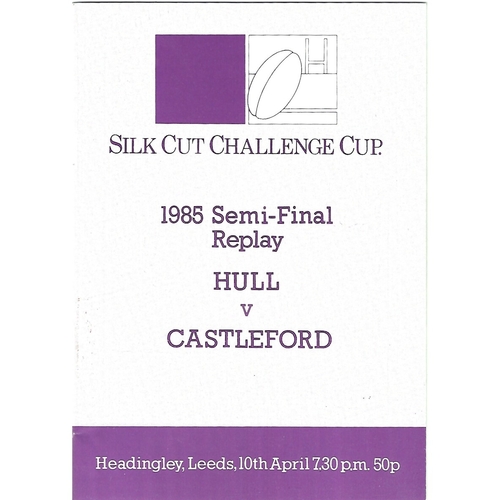 1985 Hull v Castleford Rugby League Challenge Cup Semi Final Replay Programme
