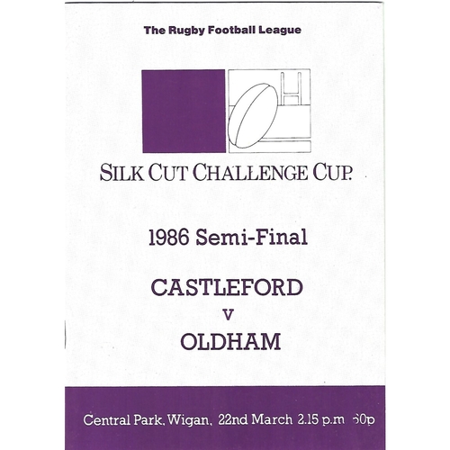 1986 Castleford v Oldham Rugby League Challenge Cup Semi Final Programme
